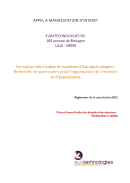 APPEL A MANIFESTATION D`INTERET Formation des incubés et