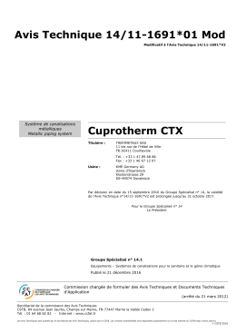 Avis Technique 14/11-1691*01 Mod Cuprotherm CTX