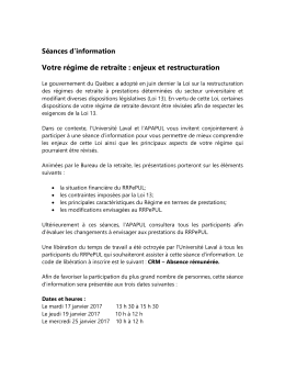 Votre régime de retraite : enjeux et restructuration