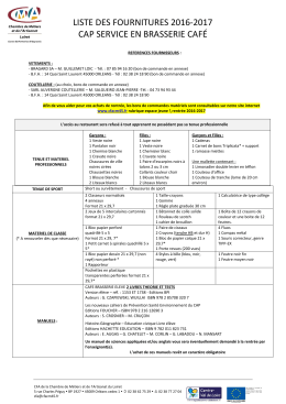 LISTE DES FOURNITURES 2016