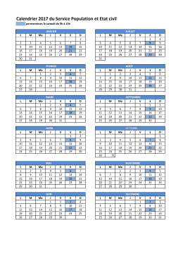 Calendrier 2017 du Service Population et Etat civil