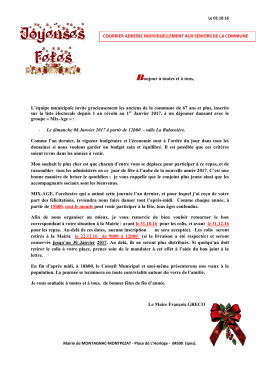 8 janvier 2017 D&eacute;jeuner dansant et voeux du Maire.