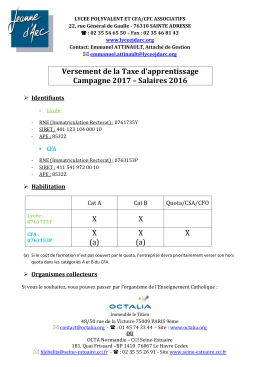 Fiche de renseignements - LYCEE ET CFA JEANNE D`ARC