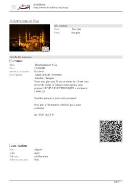 R&eacute;servations et Visa