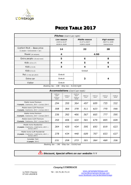 Price Table - Camping l`Ombrage