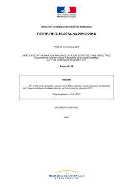 BOFIP-RHO-16-0754 du 20/12/2016 : Arr&ecirc;t&eacute; du 16 novembre 2016