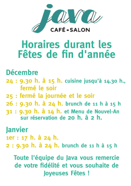 horaires de fin d`ann&eacute;e d&eacute;taill&eacute;s