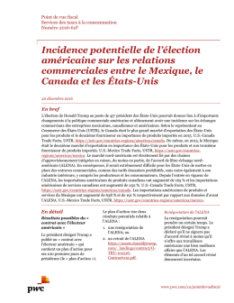 Point de vue fiscal : Incidence potentielle de l`élection