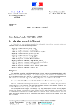 SGDSN BULLETIN D`ACTUALITÉ 1 - Mise à jour - Certa