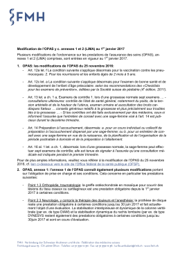 Modification de l`OPAS y c. annexes 1 et 2 (LiMA) au 1er