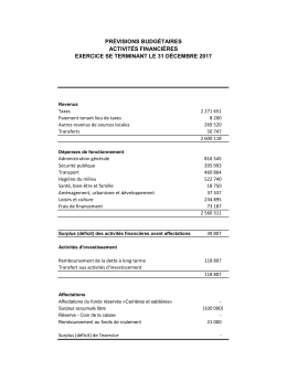 prévisions budgétaires activités financières exercice se terminant le