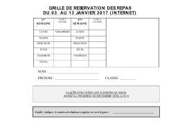 Réservation pour les repas