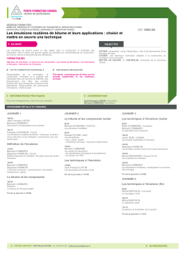 Les émulsions routières de bitume et leurs applications