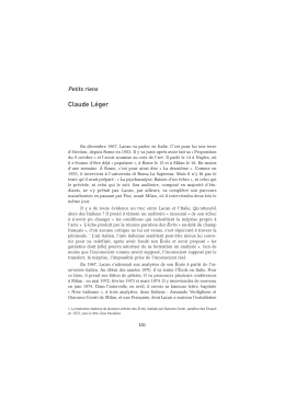 Claude L&eacute;ger - Ecole de Psychanalyse du Forum du Champs