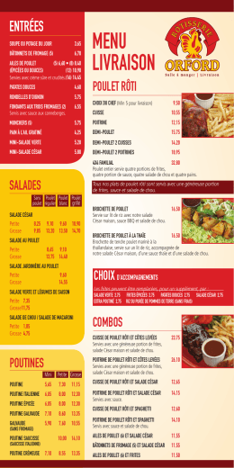 MENU LIVRAISON