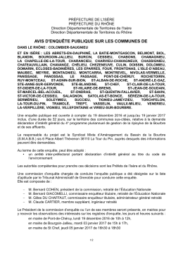 avis d`enqu&ecirc;te publique sur les communes de