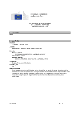 21/12/2016 1 / 5 EUROPEAN COMMISSION Job Description Form