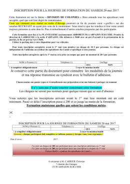 Bulletin d`inscription à la formation sur la division des colonies et