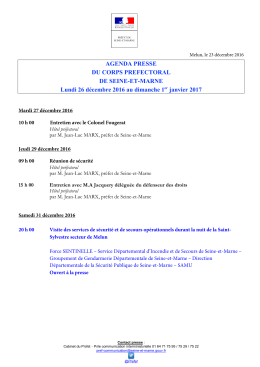 Agenda presse semaine 52 - Préfecture de Seine-et