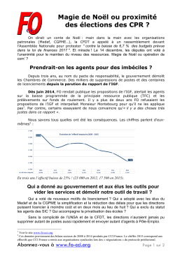 Magie de Noël ou proximité des élections des CPR - FO-CCI