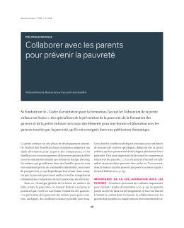 Collaborer avec les parents pour prévenir la pauvreté