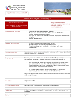 Bases de l`anglais informatique - Universit&eacute; Toulouse