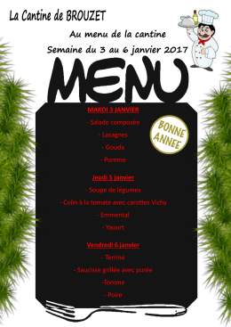 MENU DU 3 au 6