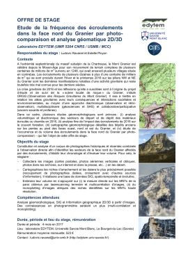 Offre stage - Edytem - Université Savoie Mont Blanc