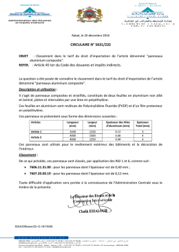 Le Directeur Gnral - Administration des Douanes et Impôts Indirects