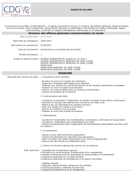 Directeur des affaires générales/communication/vie locale