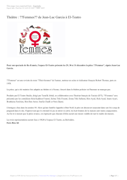 Théâtre : ??Femmes?? de Jean-Luc Garcia à El-Teatro