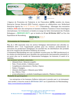 BIOFACH 2017 - `Agence de Promotion de l`Industrie et de l`Innovation