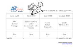 Salade de la semaine du 16/01 au 20/01/2017 Lundi 16/01 Mardi 17