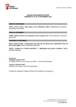 Service Communication AGENDA DES MANIFESTATIONS