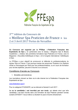 r&egrave;glement du concours - Salon du spa et de l`esth&eacute;tique