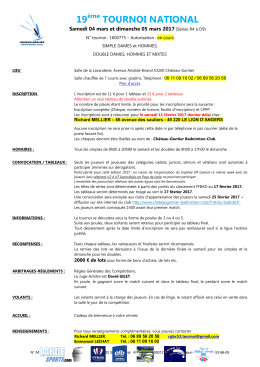 Infos du tournoi