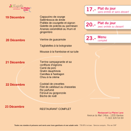 Plat du jour Menu Plat du jour