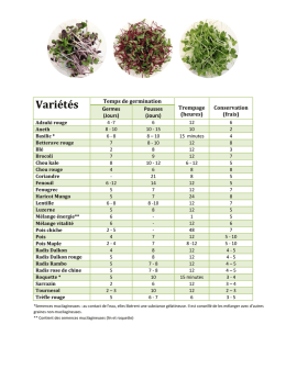 Tableau temps de germination germes et pousses