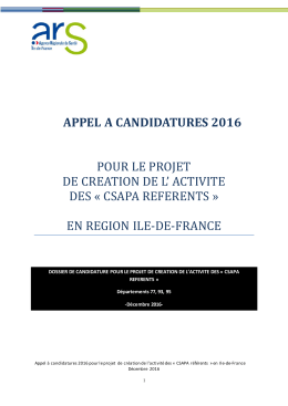 Le dossier candidat - ARS Ile-de