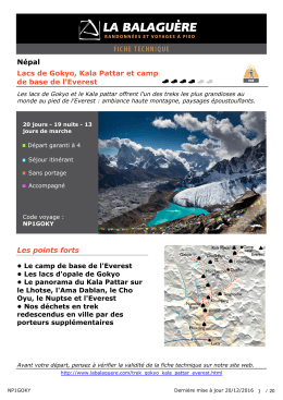 Népal Lacs de Gokyo, Kala Pattar et camp de base