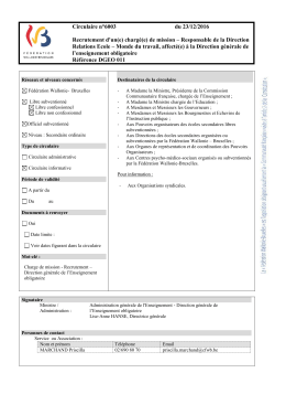 chargé(e) de mission – Responsable de la Direction Relations Ecole