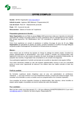 20/12/2016 ingénieur AMO bâtiment / programmiste Setec