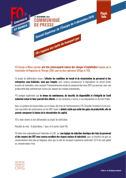 COMMUNIQU&Eacute; DE PRESSE