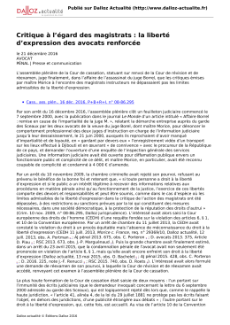Critique à l`égard des magistrats : la liberté d