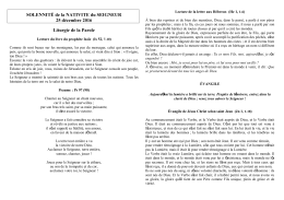 SOLENNITÉ de la NATIVITE du SEIGNEUR 25 décembre 2016