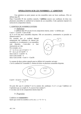 OPERATIONS SUR LES NOMBRES : L`ADDITION a