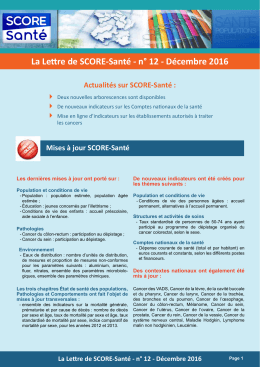 La Lettre de SCORE-Santé - n° 12