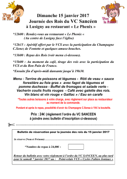 Dimanche 15 janvier 2017 Journée des Rois du VC Sancéen