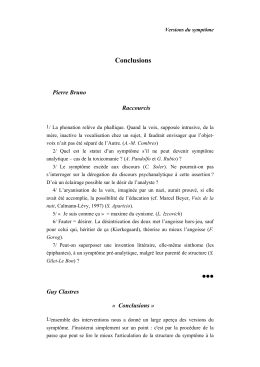 Conclusions - Ecole de Psychanalyse du Forum du Champs