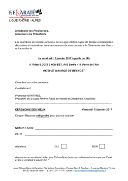 Invitation &agrave; la c&eacute;r&eacute;monie des voeux aux Pr&eacute;sidents des clubs de la